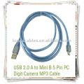Высококачественный синий 5-контактный USB-кабель для MP3 / MP4 с мини-USB-портом